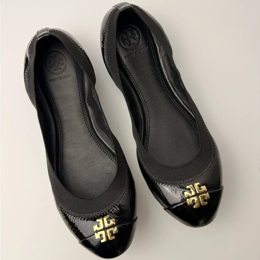 Tory Burch‎ Jolie Leather Ballet Flats Black Size 7.5